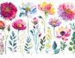 © Евгения Жигалкина - watercolor flowers set featuring hand-painted abstract botanical illustrations. This bundle showcases a variety of delicate floral designs, each rendered with artistic flair, isolated against a clean
