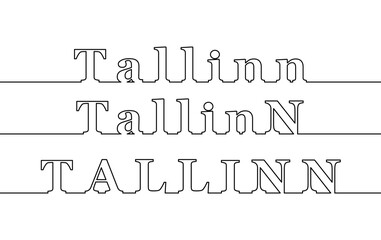 Wall Mural - Tallinn. Name of the capital of Estonia, contour line. Lowercase and uppercase letters