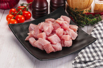 Wall Mural - Diced raw turkey fillet cubes