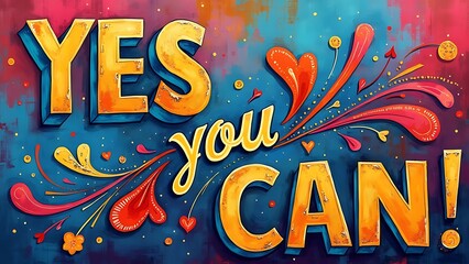 Yes You Can (T-shirt Design Motivational Quote, Illustartion,Typography,Banner,Poster)