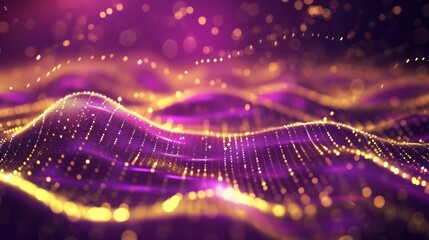 Wall Mural - Abstract Purple and Gold Glittering Waves