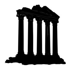 Sticker - vector silhouette of ancient greek temple on white background . Generative AI