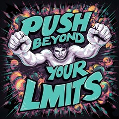 Wall Mural - Push beyond your limits (T-shirt Design Motivational Quote, Illustartion,Typography,Banner,Poster)