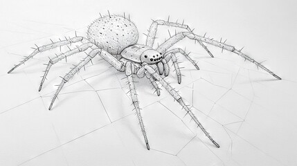 Wall Mural -   Spider on Paper with Pencil Drawing