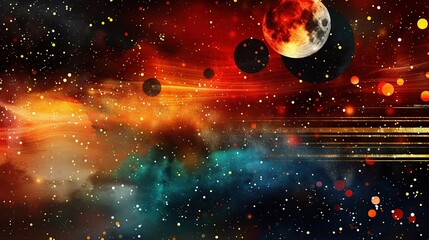 Wall Mural -  stars, planets, red star, blue star