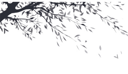 Shadow nature tree branches and leaves movement vector illustration, leaves and branches shadow shade,  Copy space, 3d rendering transparent background png