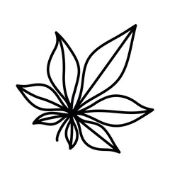 Wall Mural - black line chestnut leaf isolated on white background, autumn leaves, thick black outline, vector illustration, not editable stroke, fall decoration element