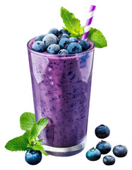 Canvas Print - PNG Refreshing blueberry mint smoothie