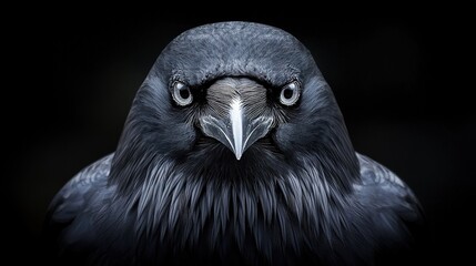 Poster -   A close-up of a black bird with an enlarged beak and a long beak tipped white