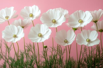 Sticker - Delicate White Flowers on Pink Background