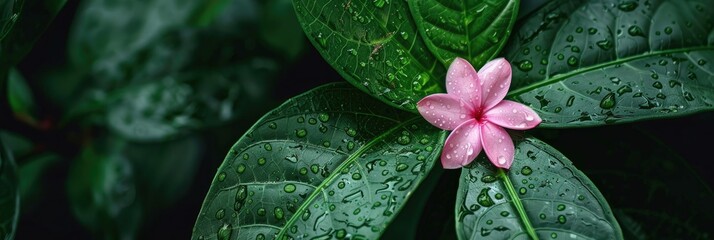 Wall Mural - Close-Up View of Small Pink Flower Amidst Green Foliage