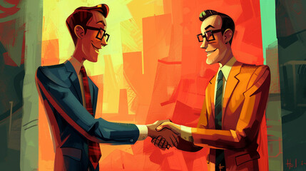 two office men shake hands