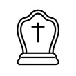 © earthstudiotomo - Tombstone Line Icon: Simple, yet poignant, a line art illustration of a tombstone, featuring a traditional cross, suitable for a wide range of purposes, including websites, apps, social media, and mor
