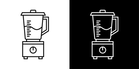 Poster - Food processor thin line vector icon set.