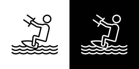 Canvas Print - Kitesurf sign thin line vector icon set.