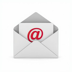 Wall Mural - an open envelope with a card displaying the @ symbol, representing an email concept.