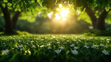 Canvas Print - Sunlight through the Trees on a Spring Meadow