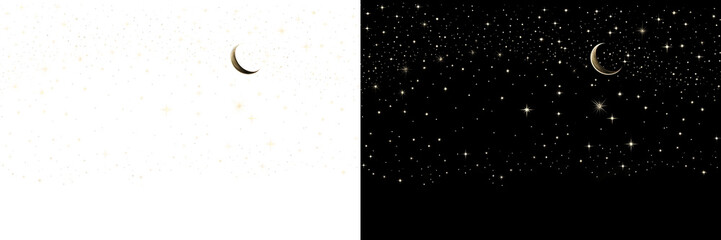 Wall Mural - png starry night sky crescent moon