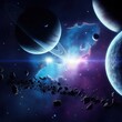 © DreamART - 3D illustration of beautiful cosmic scene with planets. High quality digital space art in 5K - realistic visualization