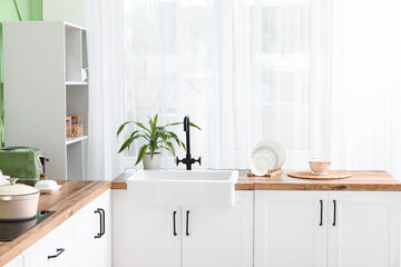 Poster - Modern interior of stylish kitchen, closeup