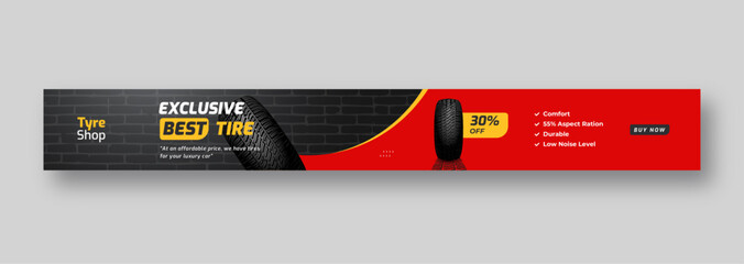 Wall Mural - Tire shop web banner template, auto repair shop banner