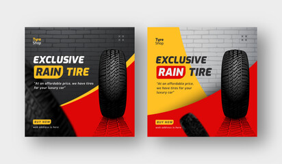 Wall Mural - tire shop social media post web banner template, auto repair shop banner