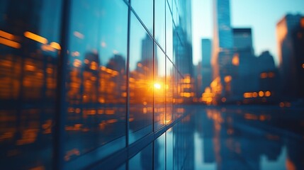 Canvas Print - Cityscape Reflection in Glass Building