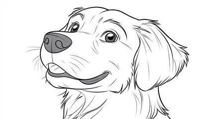 Sticker -   A detailed image of a dog's face, with black and white lines drawn around it for added detail