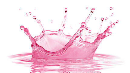 pink water splashing isolated on white or transparent png
