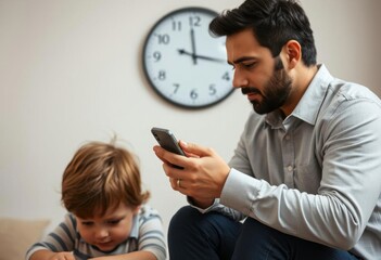 Father letting time pass while son grows up without paternal attention.