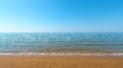 Wall Mural -   Sandy beach by the blue sky and lone boat on water's edge