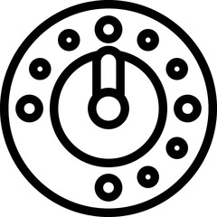 Wall Mural - Simple, bold line icon of a circular control panel with a switch and buttons, ideal for interface design projects