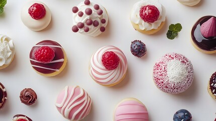 Wall Mural - Close-up of sweet food over white background,Romania
