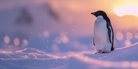 Sticker - Adelie penguin Pygoscelis adeliae standing on snowy surface