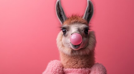Wall Mural - Llama Chewing Bubble Gum