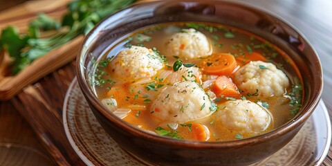 Wall Mural - delicious matzah ball soup 