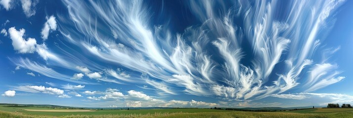 Wall Mural - Enchanting scene of fluffy white clouds elegantly swirling in the vast sky inviting onlookers to immerse themselves in the beauty of the natural world.