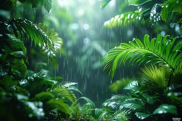 Poster - Rain in the Tropical Jungle