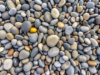 Wall Mural - muted grey stone surface composed of countless small, smooth pebbles, blending harmoniously to creat