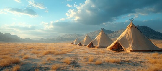 Sticker - Camping Tents in a Desert Landscape