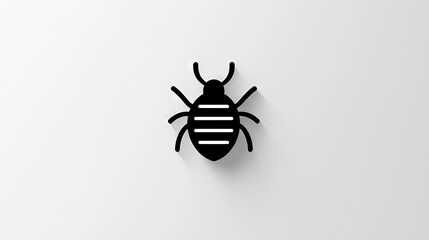 Wall Mural -   Black-and-white photo of a bee on a white background, with shadow of bee behind