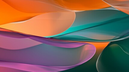 Abstract background with colorful wavy shapes flowing in orange, green, violet colors, creating smooth and elegant curves, perfect for modern and minimalist designs