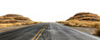 © David - Straight road through desert landscape with dunes isolated on transparent background