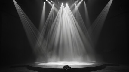 Aufkleber - Stage with bright spotlights in a dark room