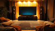 © jr-art - A living room with a large flat screen TV and surround sound speakers