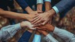 © Jajang - Unity and Teamwork, Hands Stacked Together