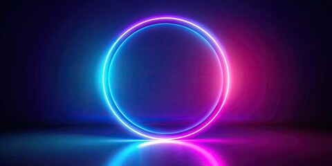 Colorful blue and purple neon ring background with a minimalist and futuristic design perfect for technology wallpaper, neon