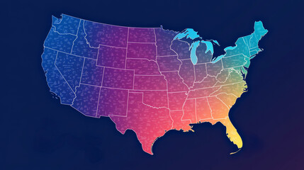 A colorful map of the United States