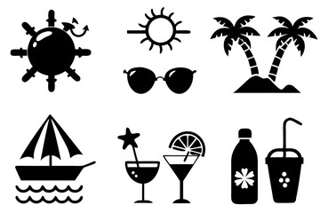 Wall Mural - set of summer icons vector illustrations