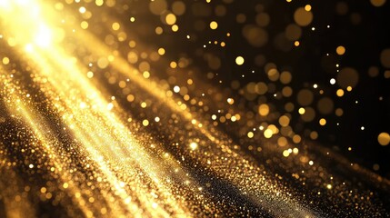 Wall Mural - Golden glitter and bokeh effect. Perfect for celebrations, luxury brands, and festive designs.